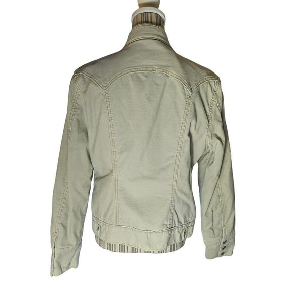 Gap Women's SZ L Corduroy Sherpa Lined Trucker Jacket Cream Beige Ivory Vtg Flaw - Picture 2 of 12